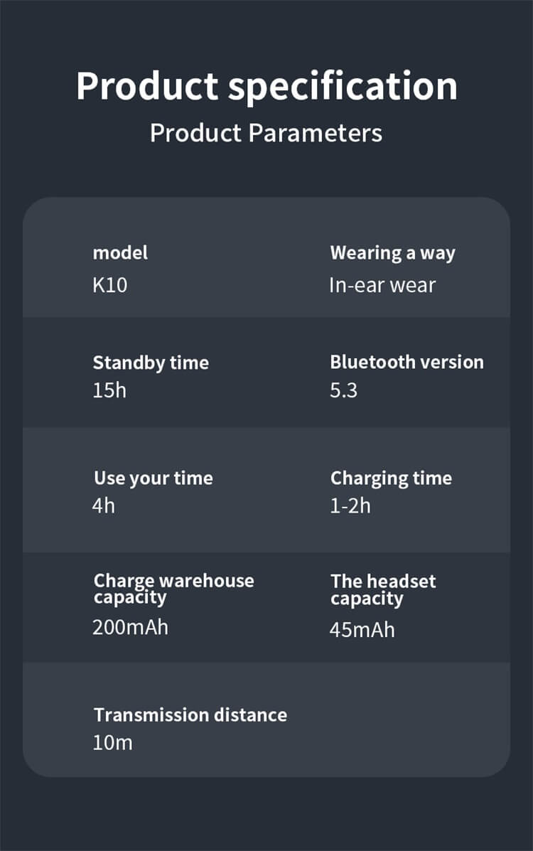 K10 رخيصة الثمن وخفيفة الوزن ومريحة BT 5.2 TWS سماعات أذن لاسلكية - Shenzhen Shengye Technology Co.,Ltd