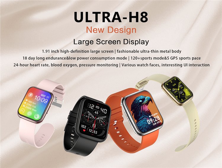 H8 Large HD Screen 1.91 Inch 5 GPS Sport Pacing Ultra Thin Smartwatch Android reloj inteligente Smart Watch Shenzhen Shengye Technology Co. Ltd