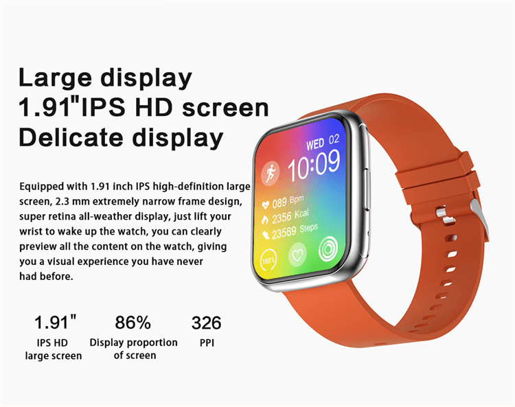 H8 Gran pantalla HD 1.91 pulgadas 5 GPS Sport Pacing Ultra Thin Smartwatch Android reloj inteligente Smart Watch-Shenzhen Shengye Technology Co.,Ltd