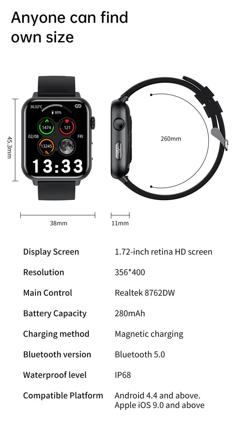 E200 ECG Salute Smartwatch intelligente Monitor della glicemia Android Smart Watch-Shenzhen Shengye Technology Co., Ltd