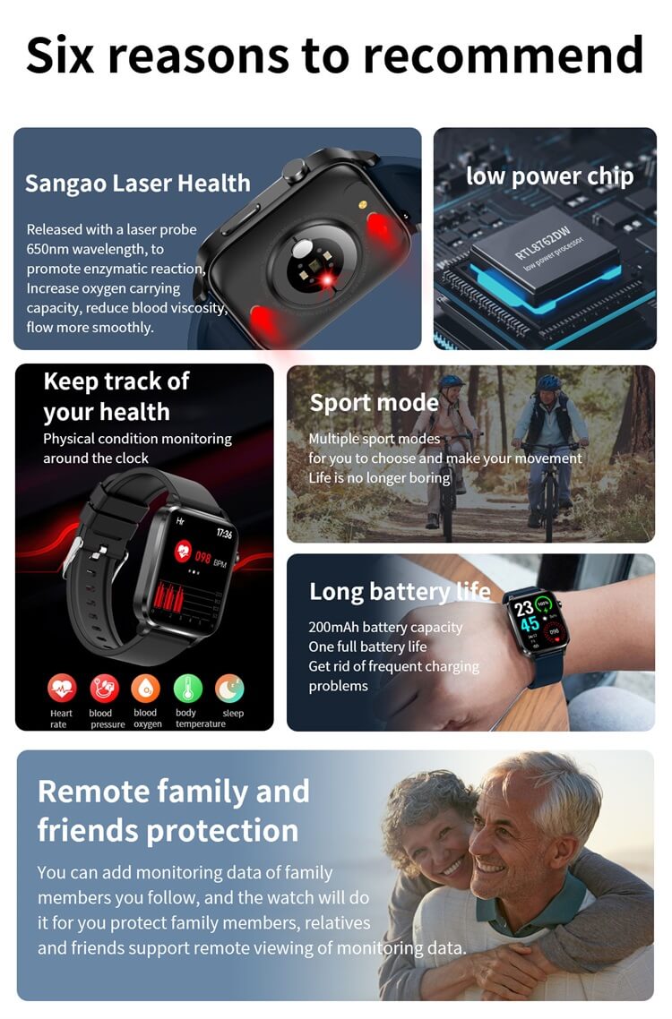 F100 Fisioterapia laser Monitoraggio dello zucchero nel sangue Smartwatch Android Smart Watch-Shenzhen Shengye Technology Co., Ltd