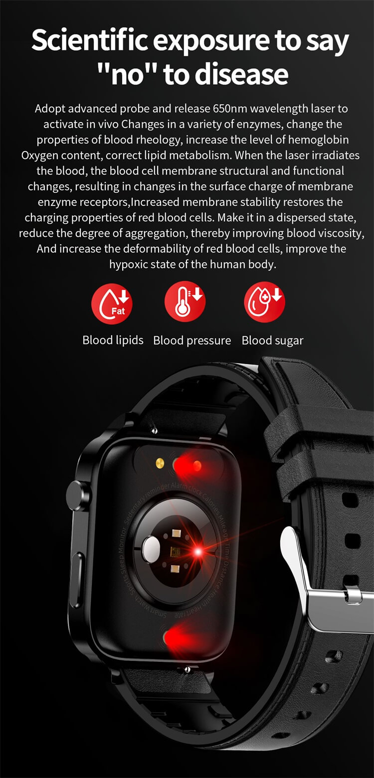 F100 Fizjoterapia laserowa Monitorowanie poziomu cukru we krwi Smartwatch Android Inteligentny zegarek-Shenzhen Shengye Technology Co., Ltd