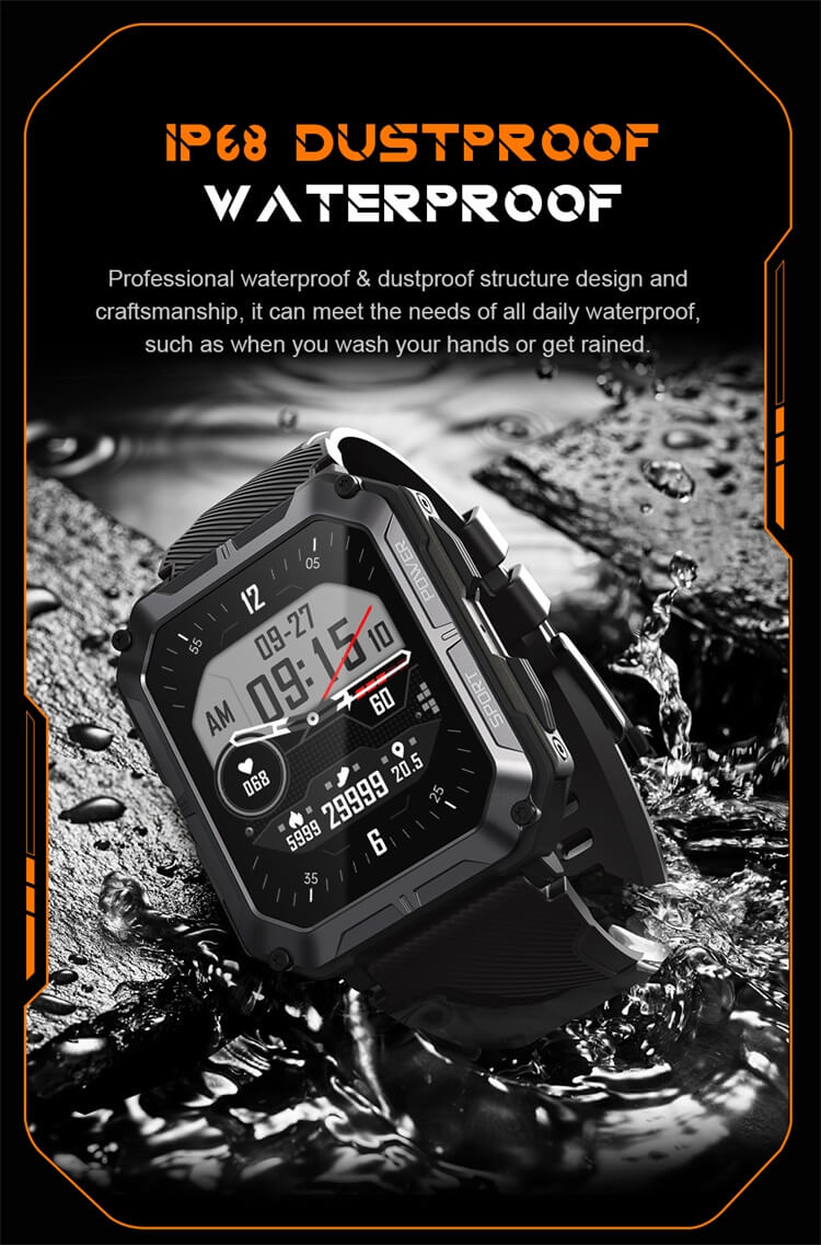 C20 Pro Outdoor Sport Smartwatch IP68 Su Geçirmez 380mAh Uzun Süreli Bekleme Android Akıllı Saat-Shenzhen Shengye Technology Co.,Ltd