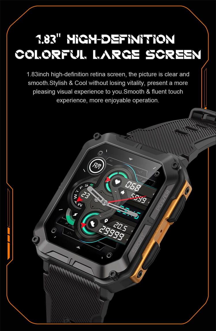 C20 Pro Outdoor Sport Smartwatch IP68 Su Geçirmez 380mAh Uzun Süreli Bekleme Android Akıllı Saat-Shenzhen Shengye Technology Co.,Ltd