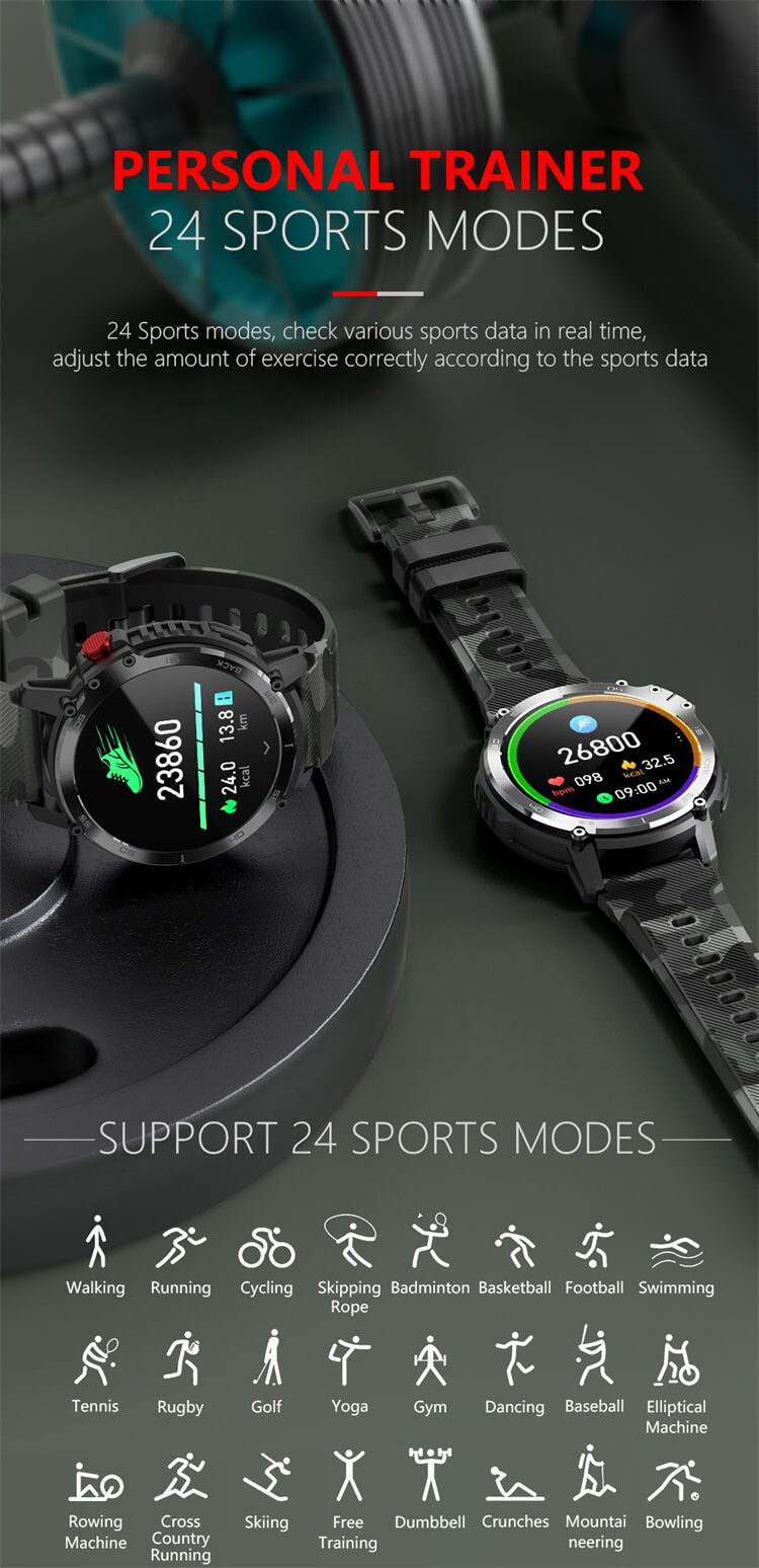 C22 montre intelligente ronde extérieure IP68 400 mAh longue durée de veille montres intelligentes Android-Shenzhen Shengye Technology Co., Ltd