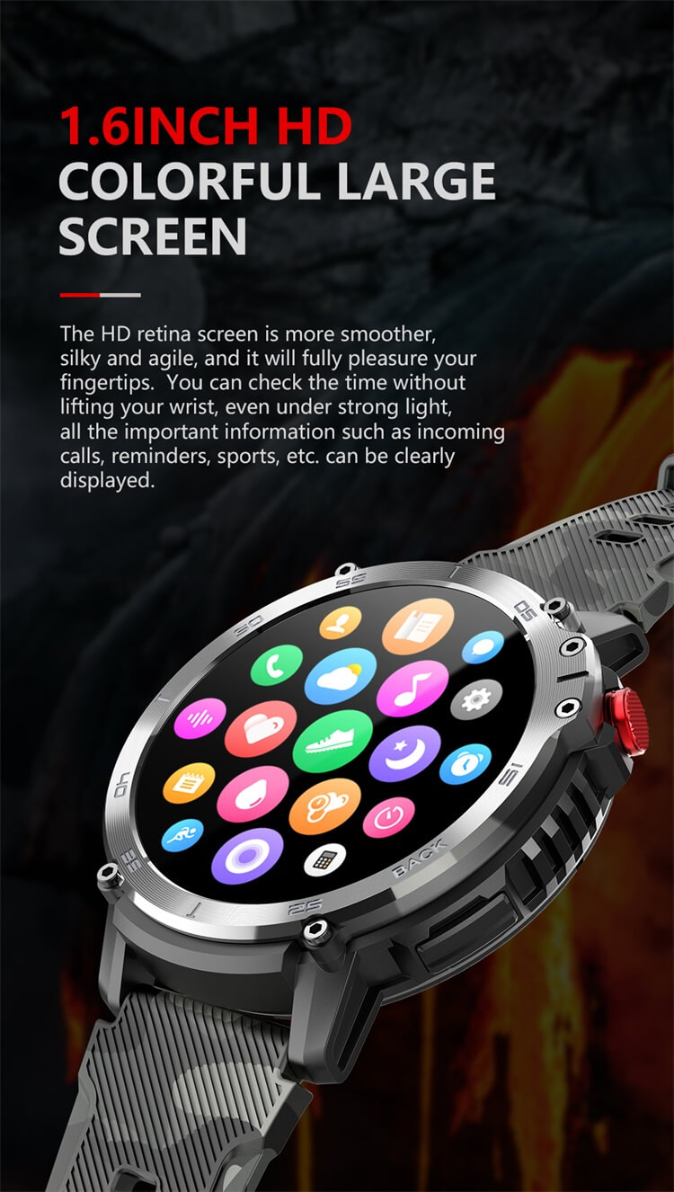 C22 Открытый Круглый SmartWatch IP68 400 мАч Длительное время ожидания Android Smart Watches-Shenzhen Shengye Technology Co., Ltd