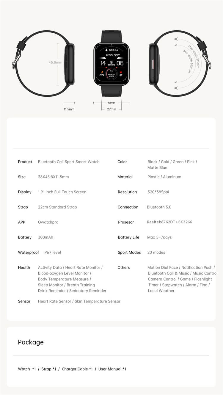 N5 ผู้ชายผู้หญิงสมาร์ทวอทช์ 1.91 นิ้วหน้าจอสีขนาดใหญ่พิเศษ Android สมาร์ทวอทช์-Shenzhen Shengye Technology Co.,Ltd