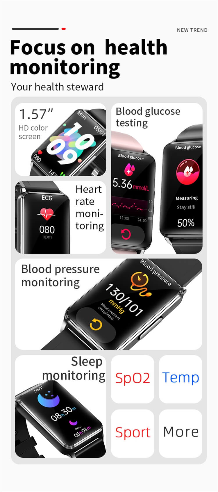 EP02 Orologio intelligente per la frequenza cardiaca del battito cardiaco dell'ossigeno nel sangue-Shenzhen Shengye Technology Co.,Ltd