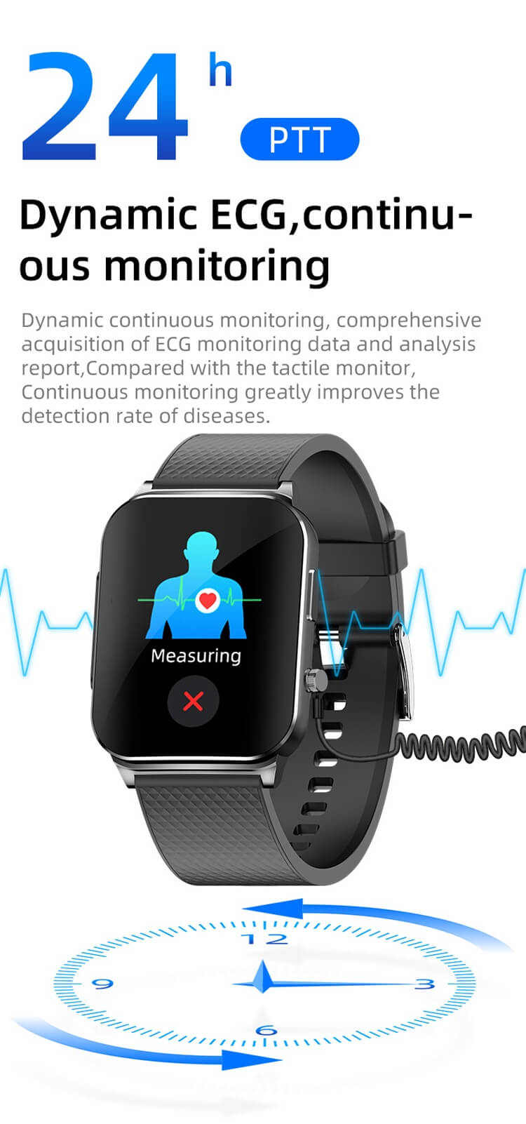 EP03 ECG PTT Glicemia Frequenza cardiaca Pressione sanguigna Temperatura corporea Ossigeno nel sangue 24 ore Dynamic Smart Watch-Shenzhen Shengye Technology Co.,Ltd