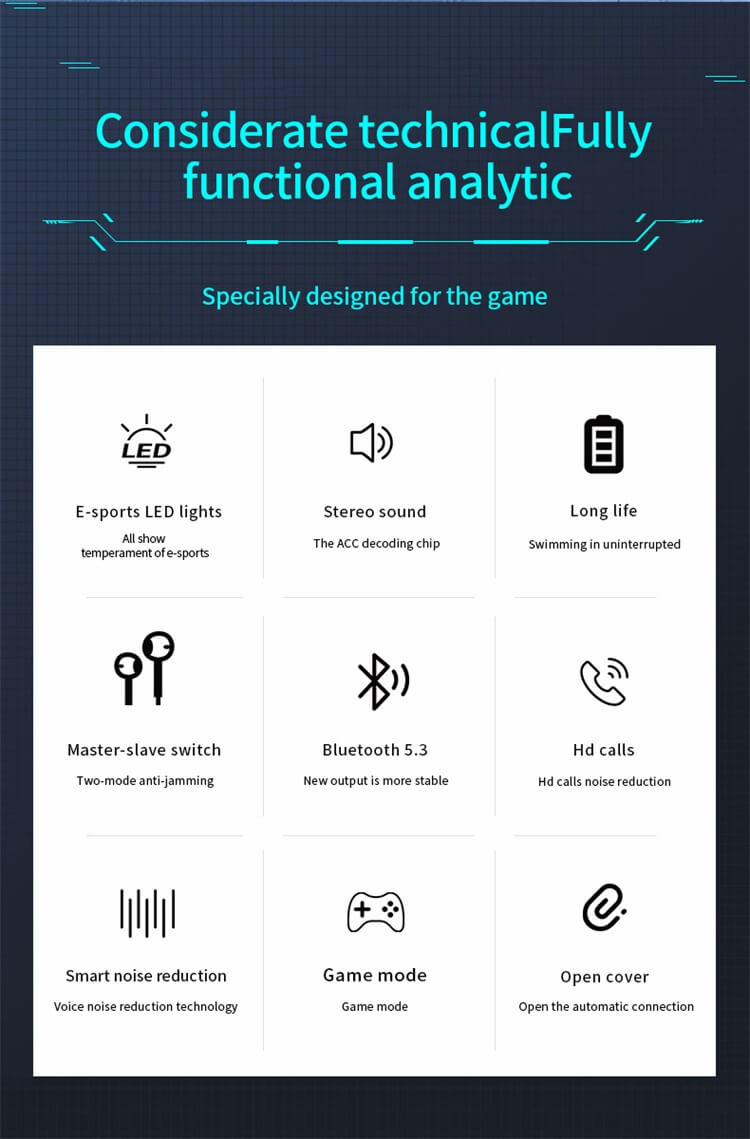 TG09 سماعات أذن للألعاب TWS E-Sports LED أضواء fone de ouvido audifonos الأذنية وضع ألعاب بلوتوث سماعة لاسلكية - Shenzhen Shengye Technology Co.,Ltd