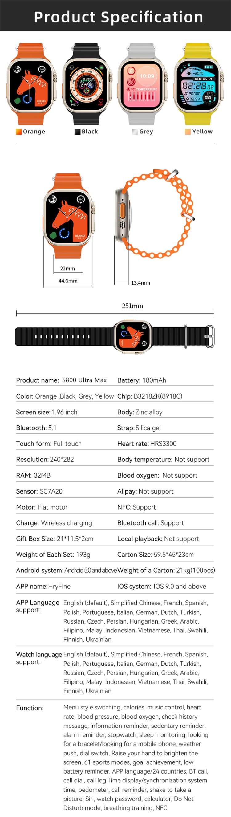 Montre intelligente S800 Ultra Max-Shenzhen Shengye Technology Co., Ltd