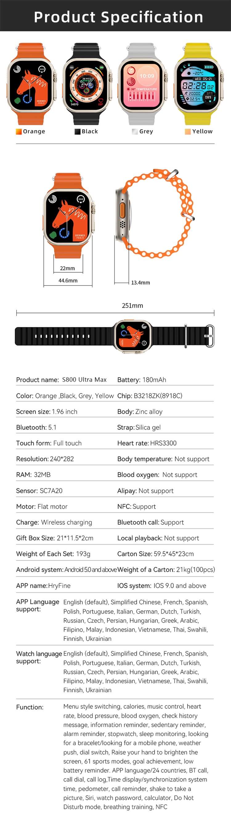 Orologio intelligente S800 Ultra Max-Shenzhen Shengye Technology Co.,Ltd