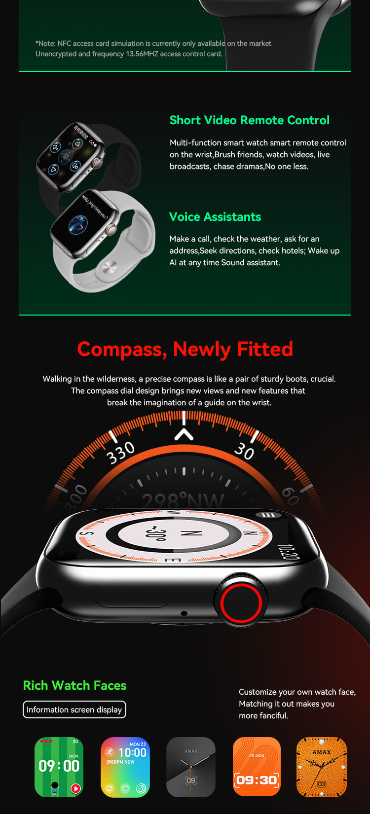 Relógio inteligente AMAX Watch 9 com pulseira de cor dourada - Shenzhen Shengye Technology Co., Ltd