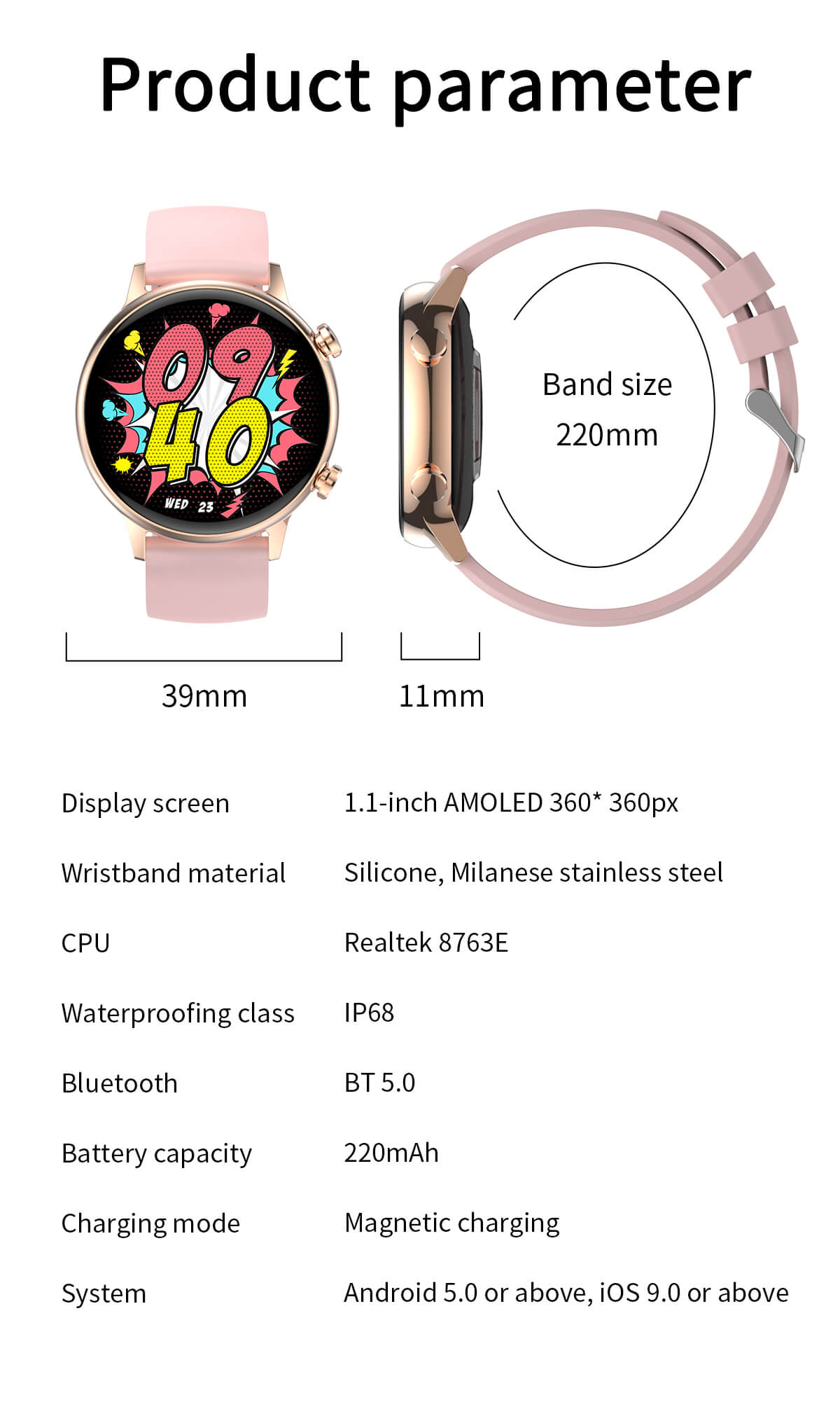 HK39 Smart Watch AMOLED-Bildschirm-Shenzhen Shengye Technology Co.,Ltd