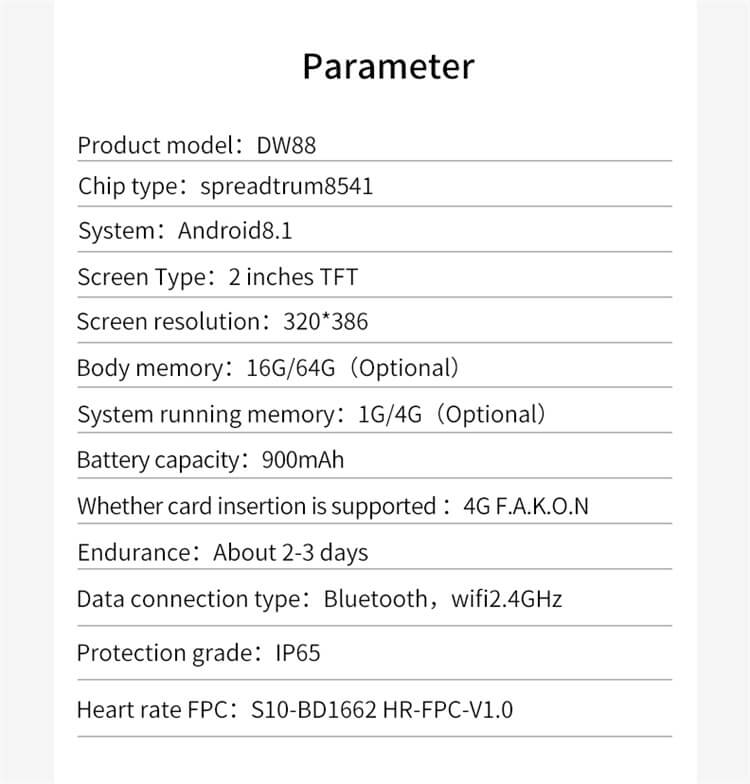 Đồng hồ thông minh Wifi 4G thẻ sim DW88-Shengye Technology Co.,Ltd