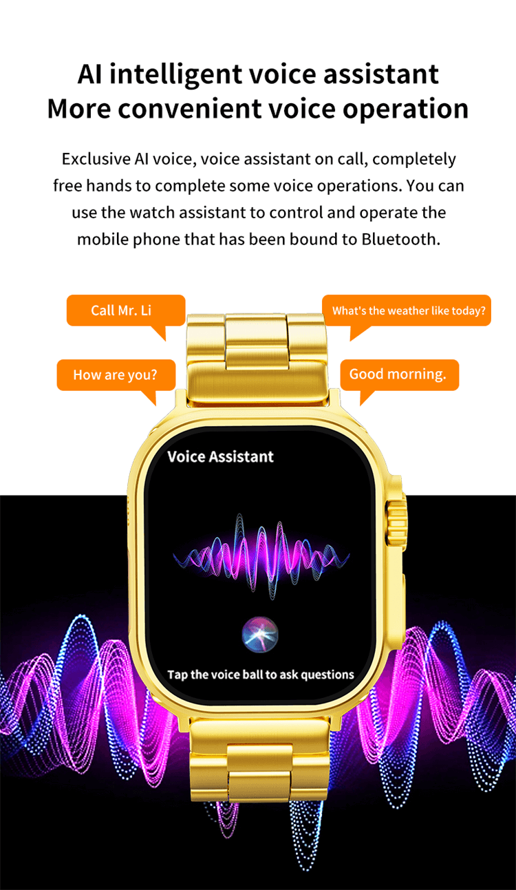 ساعة ذكية ذات شاشة كبيرة باللون الذهبي عيار 24 قيراط - Shenzhen Shengye Technology Co.,Ltd