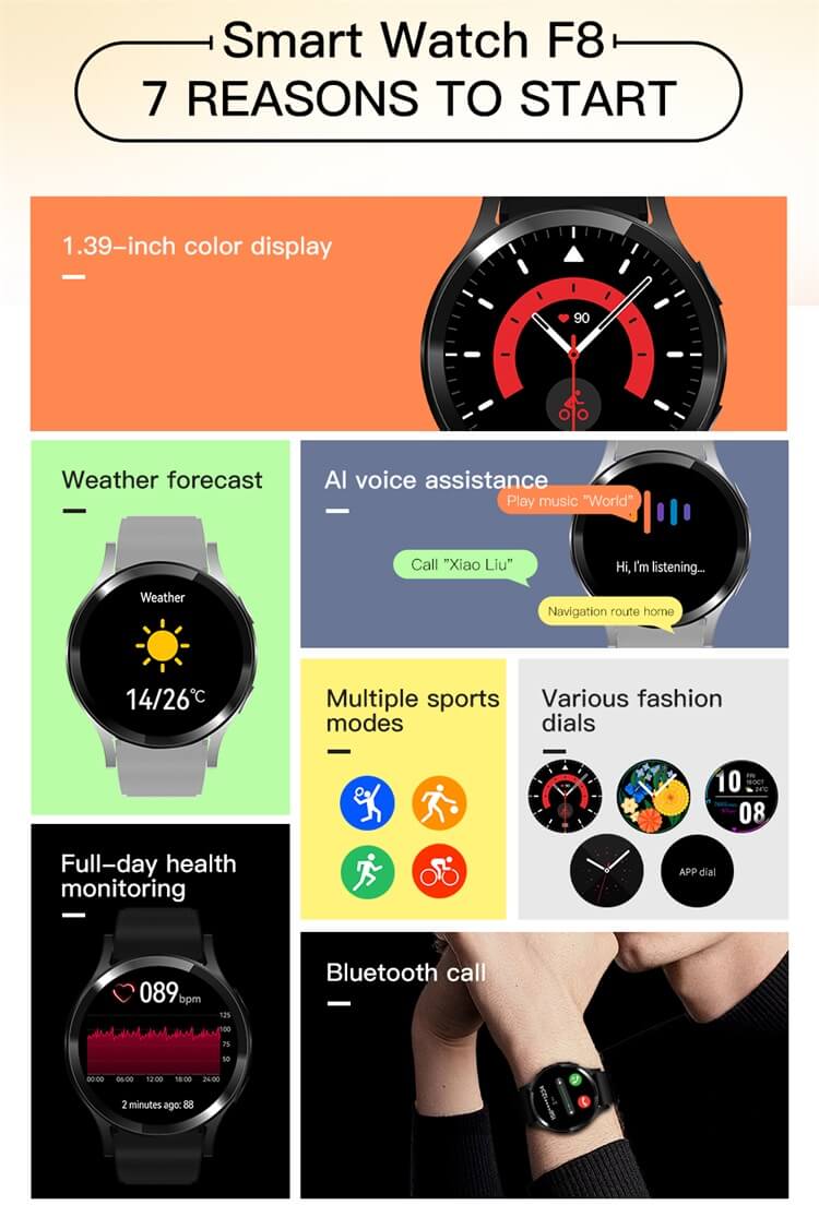 F8 Smart Watch mit verschiedenen modischen Zifferblättern – Shenzhen Shengye Technology Co., Ltd