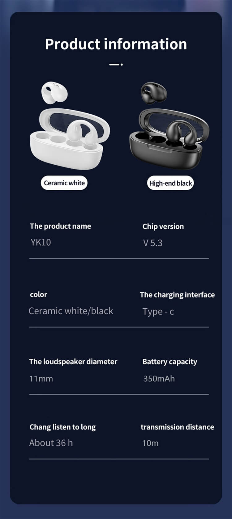 Écouteur sans fil YK10 longue durée de vie-Shenzhen Shengye Technology Co., Ltd