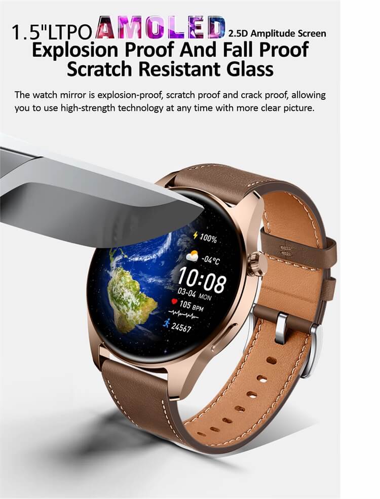 HK4 Hero AMOLED Display Smartwatch Scratch Resistant Glass Compass NFC Offline Payment-Shenzhen Shengye Technology Co.,Ltd