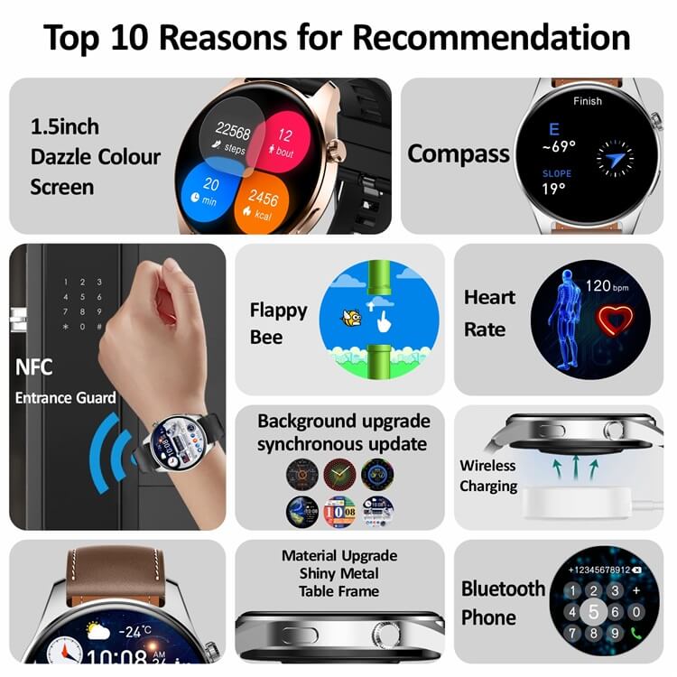 HK4 Hero AMOLED affichage Smartwatch boussole en verre résistant aux rayures paiement hors ligne NFC-Shenzhen Shengye Technology Co., Ltd