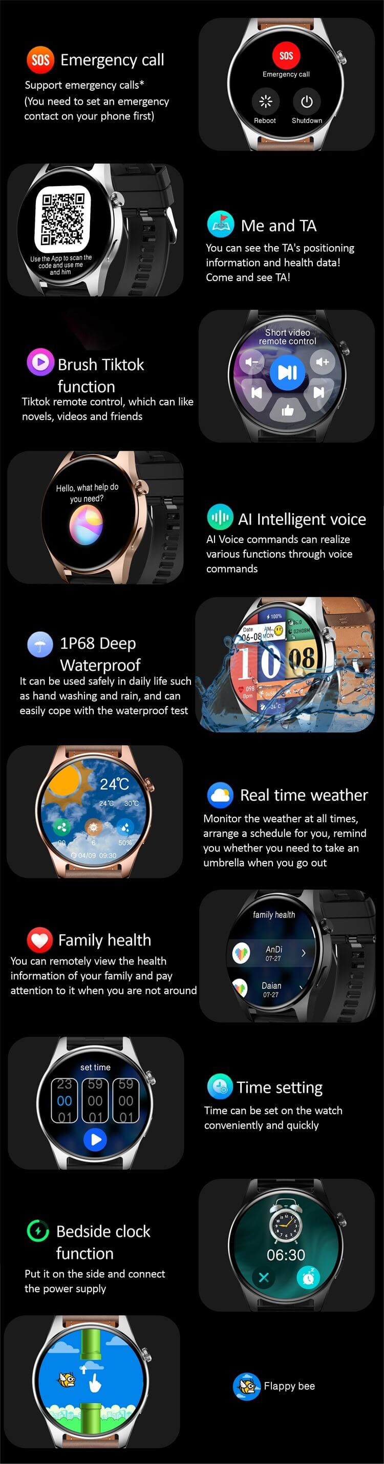 HK4 Hero AMOLED Display Smartwatch Scratch Resistant Glass Compass NFC Offline Payment-Shenzhen Shengye Technology Co.,Ltd