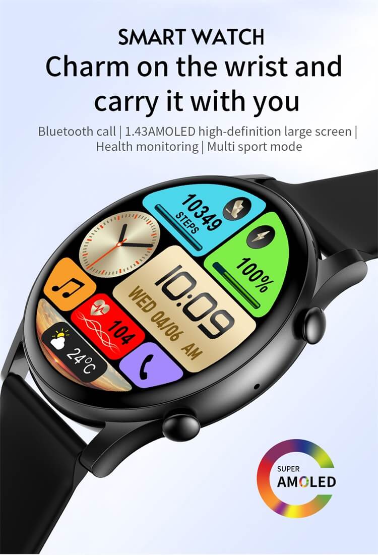 L52 Pro 1,43 pouces AMOLED SmartWatch surveillance de la santé entraînement respiratoire IP68 étanche-Shenzhen Shengye Technology Co., Ltd