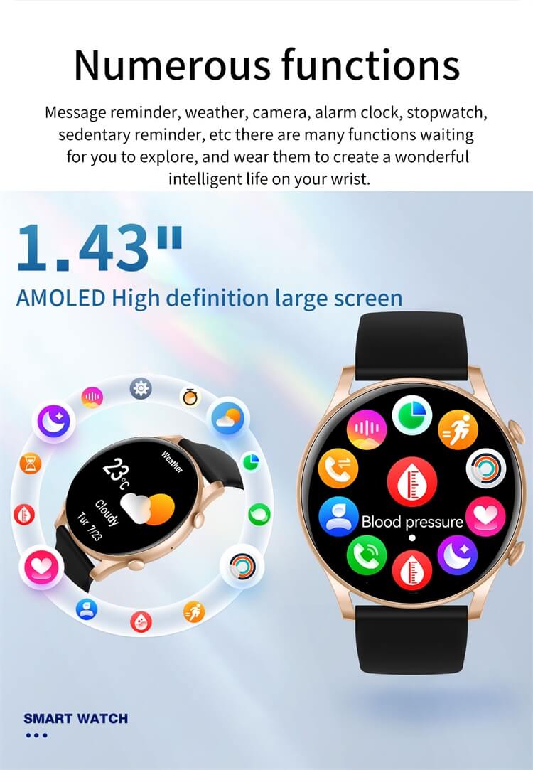 L52 Pro 1,43-дюймовый AMOLED SmartWatch Мониторинг здоровья Тренировка дыхания IP68 Водонепроницаемый-Shenzhen Shengye Technology Co.,Ltd