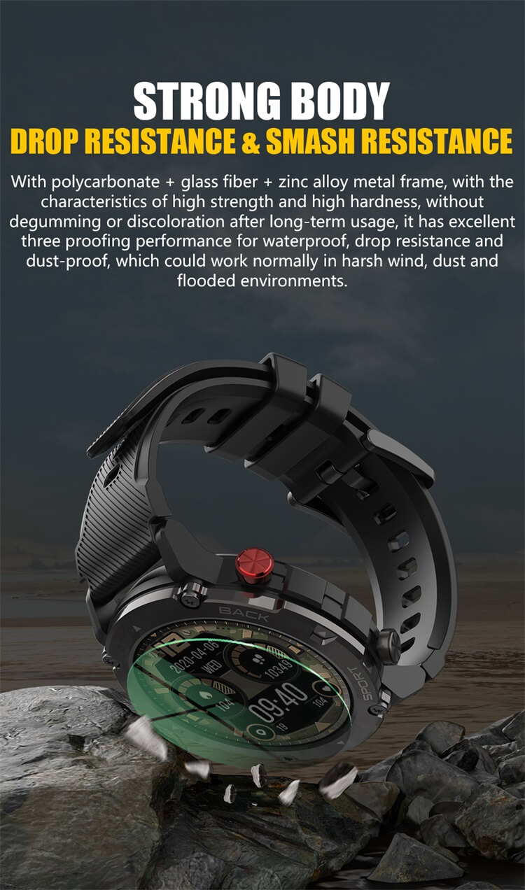 C21 Pro Outdoor Three Proofing SmartWatch, 300 мАч, емкость аккумулятора, 128 МБ памяти, IP68, водонепроницаемость-Shenzhen Shengye Technology Co.,Ltd