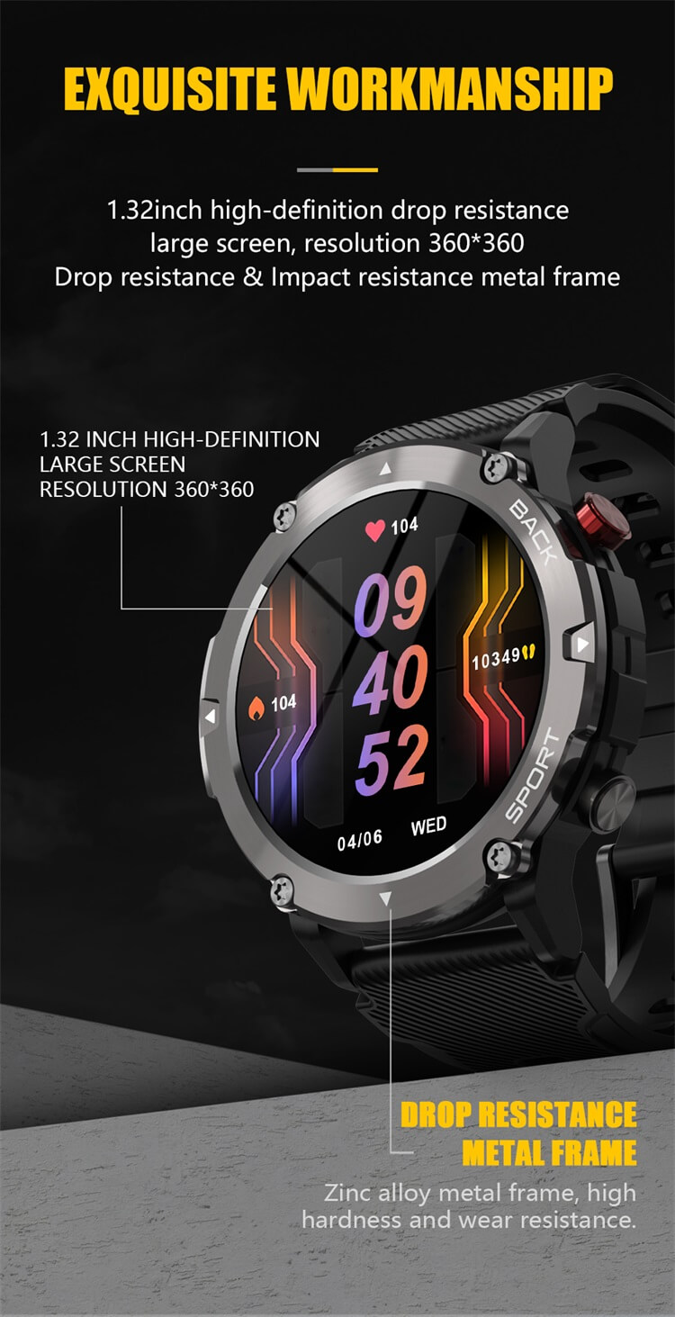 C21 Pro Outdoor Three Proofing Smartwatch 300mAh Battery Capacity 128M Memory IP68 Waterproof-Shenzhen Shengye Technology Co.,Ltd