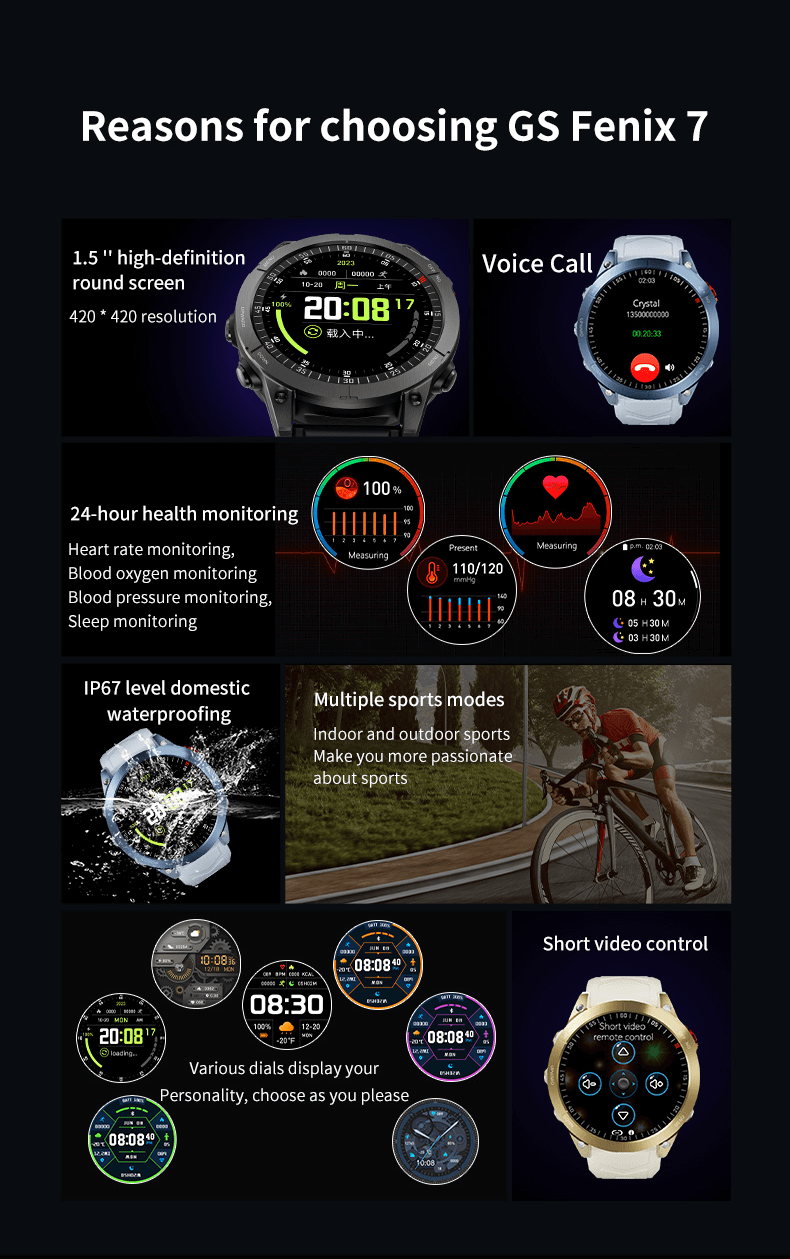 GS Fenix ​​7 SmartWatch Социальная карта Голосовой вызов Автономная оплата NFC-Shenzhen Shengye Technology Co.,Ltd