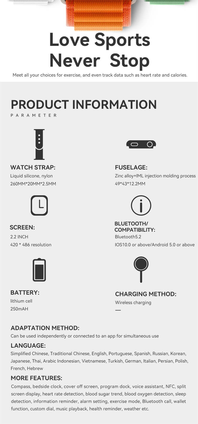 HW9 Ultra Max AMOLED Smart Watch NFC Access Control Compass
