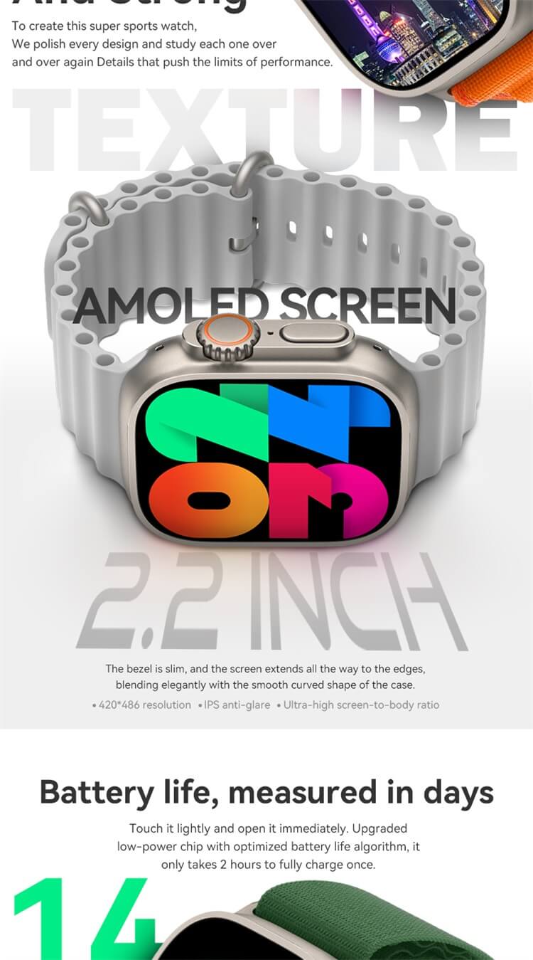 HW9 Ultra Max AMOLED 스마트 시계 NFC 액세스 제어 나침반 패턴 건강 측정-Shenzhen Shengye Technology Co.,Ltd