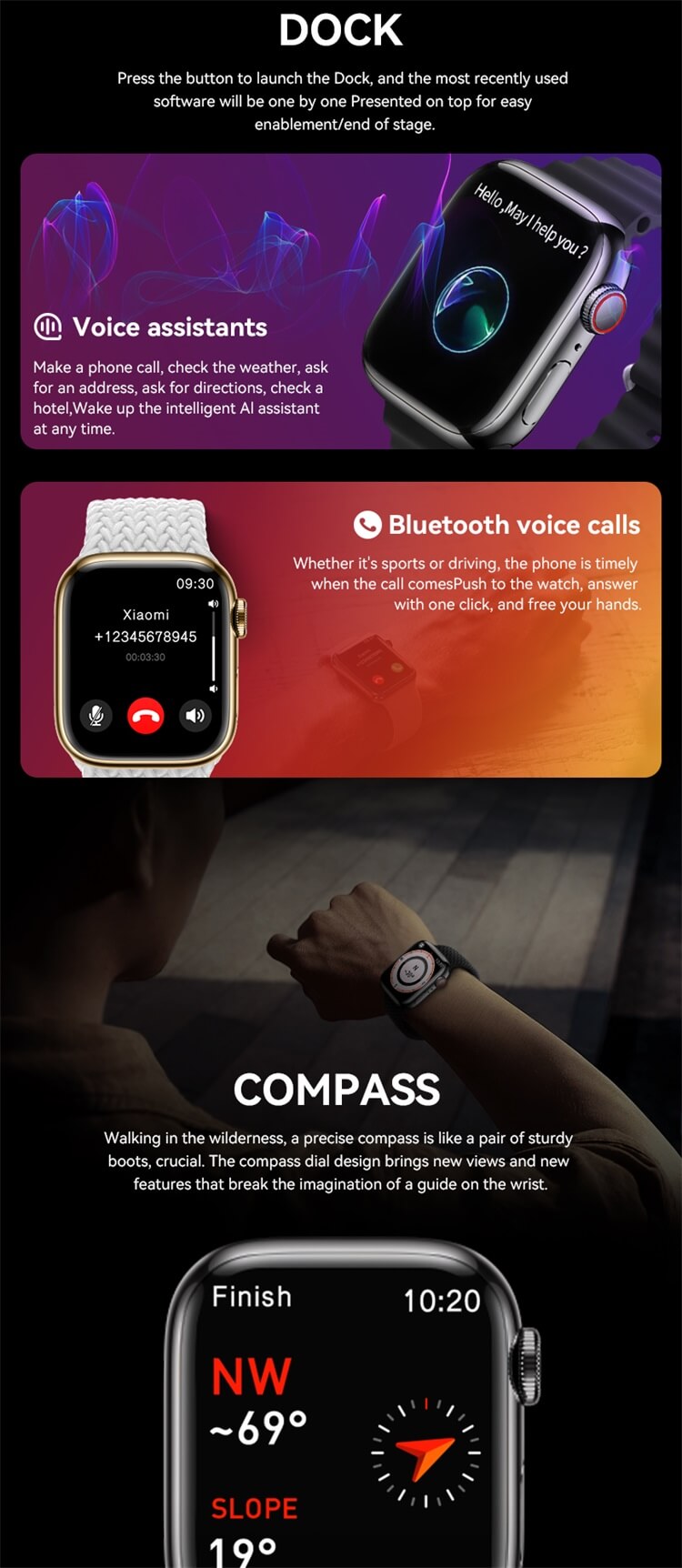 HW9 Pro Max AMOLED Smart Watch Voice Assistant Strong Battery Life Compass Pattern-Shenzhen Shengye Technology Co.,Ltd