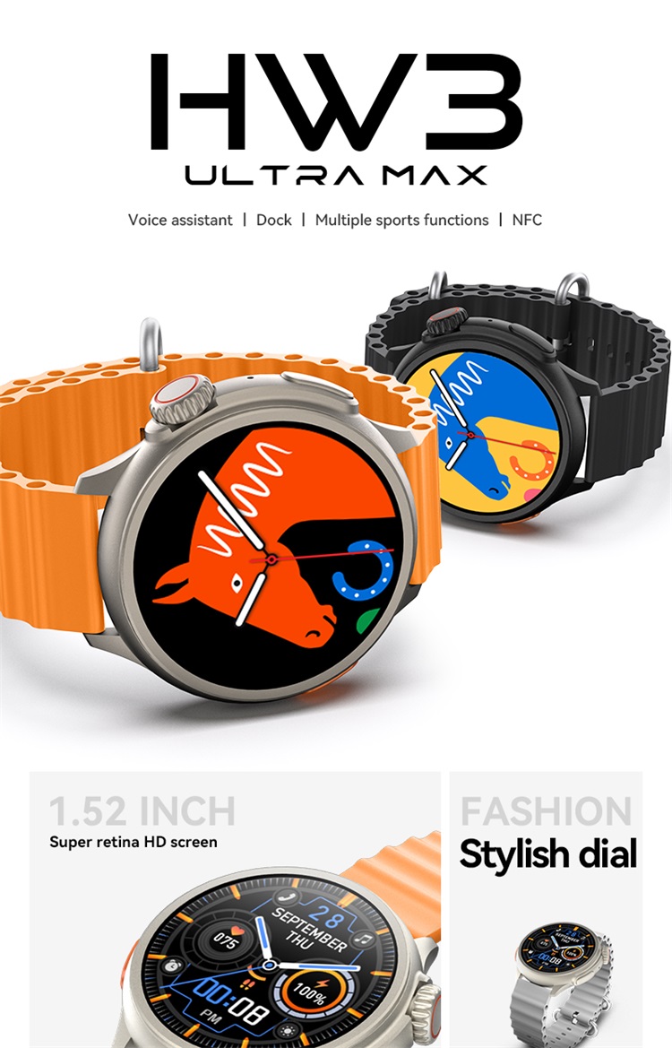 HW3 Ultra Max Smartwatch Voice Assistant NFC Access Control Health Measurement-Shenzhen Shengye Technology Co.,Ltd