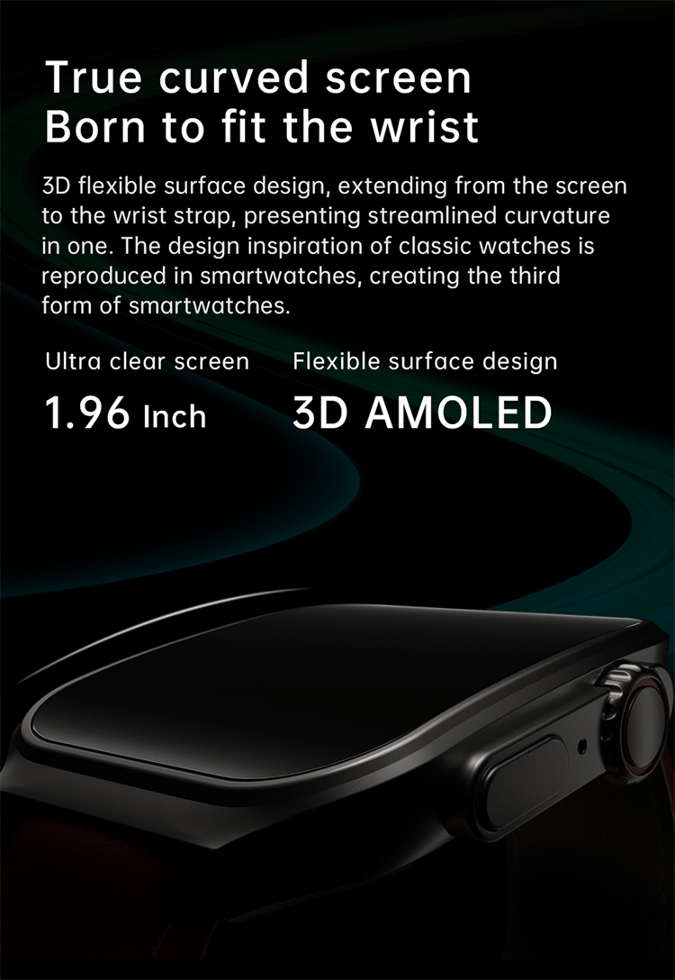 OA88 اسمارٹ واچ 1.96 انچ AMOLED الٹرا کلیئر اسکرین 3D لچکدار سطح کا ڈیزائن-Shenzhen Shengye Technology Co., Ltd.