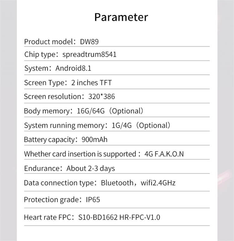 Versione fotocamera DW89 4G Sim Card Wifi Smart Watch Sistema di posizionamento globale IP67 Impermeabile-Shenzhen Shengye Technology Co., Ltd