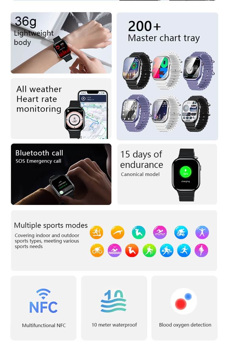 V9 PRO MAX 2,2 Zoll AMOLED Smartwatch NFC-Funktion Verschiedene Sportmodi-Shenzhen Shengye Technology Co.,Ltd