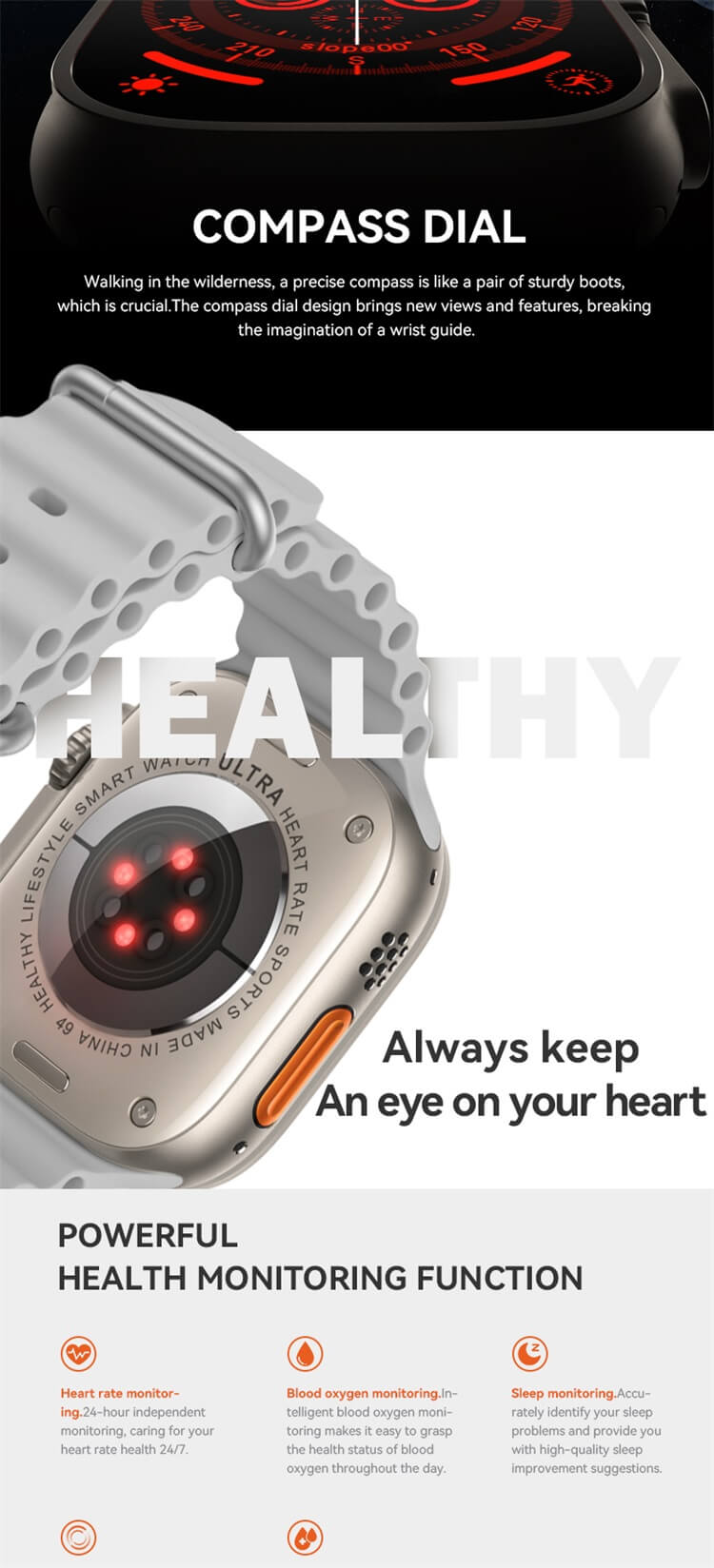 JS9 Ultra Max AMOLED Smart Watch Compass Pattern NFC Access Control Health Measurement-Shenzhen Shengye Technology Co.,Ltd