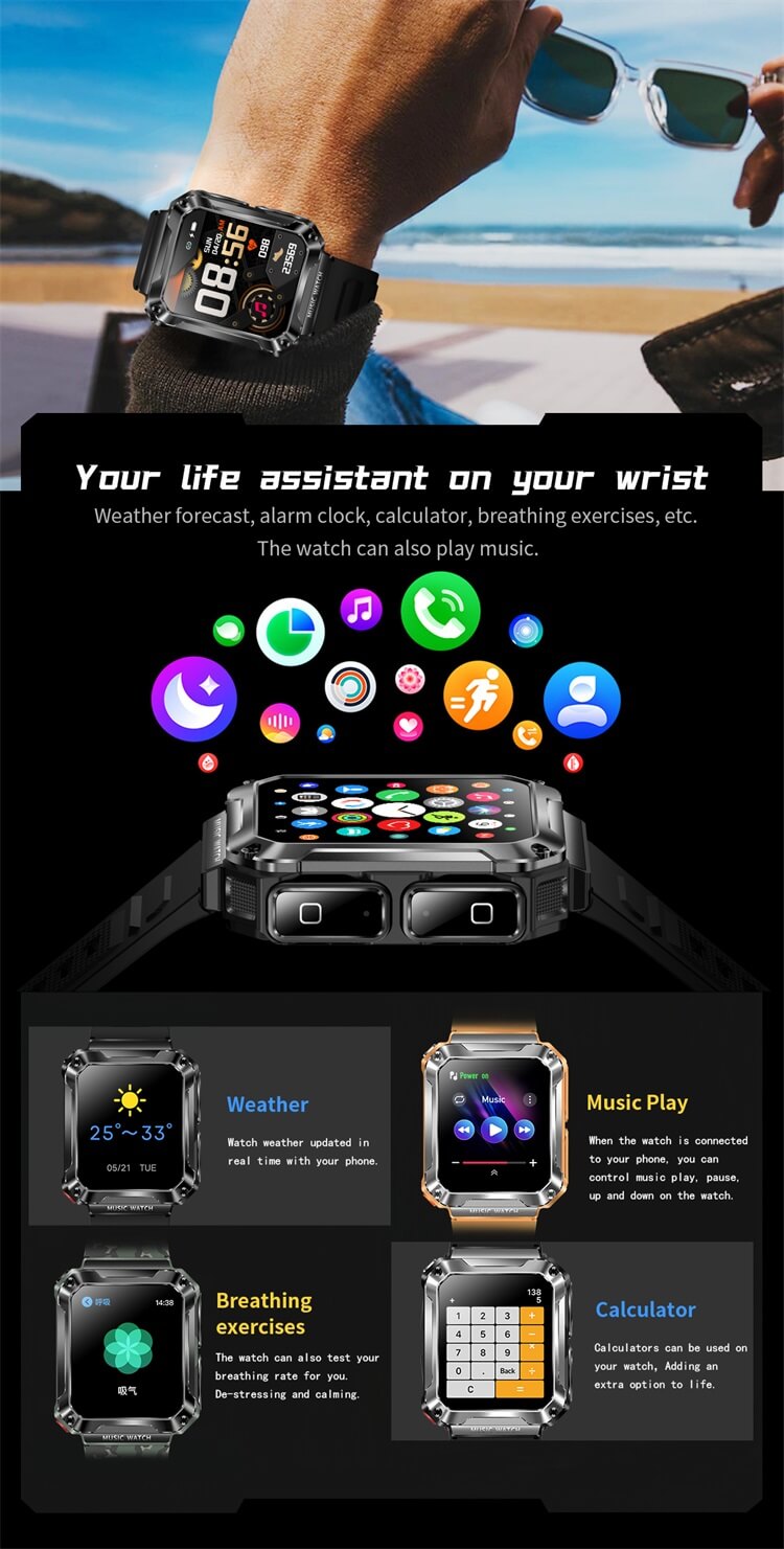 Reloj deportivo T93 Auriculares TWS Memoria local de 4 GB Pagos sin conexión-Shenzhen Shengye Technology Co., Ltd