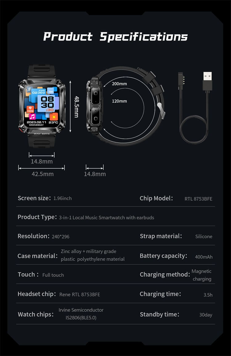 T93-Sportuhr, TWS-Headset, lokaler 4-GB-Speicher, Offline-Zahlungen – Shenzhen Shengye Technology Co., Ltd