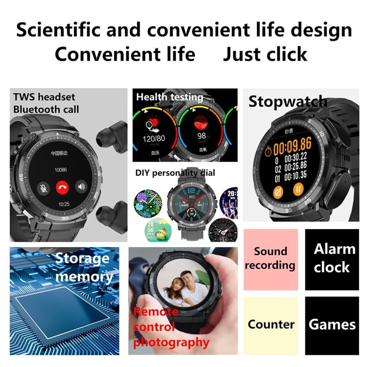 M68 TWS Sports Watch Health Measurement Remote Control Photography IP67 Waterproof-Shenzhen Shengye Technology Co.,Ltd