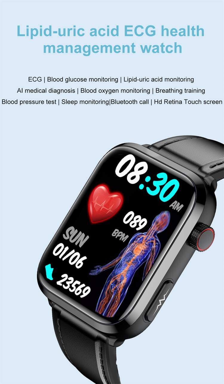 ET210 ECG Smart Watch Lipid Uric Acid Monitoring Al Medical Diagnosis Breathing training-Shenzhen Shengye Technology Co.,Ltd