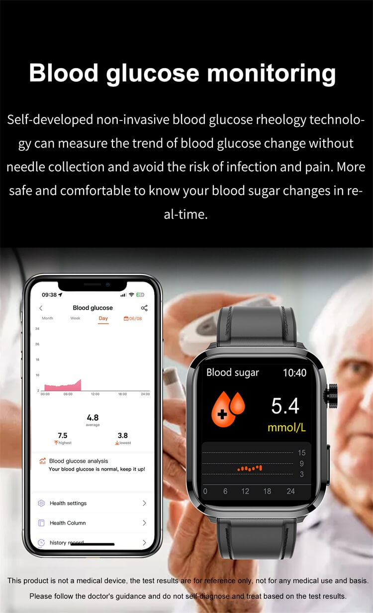 ET210 ECG Smart Watch Monitoraggio dell'acido lipidico urico Al Diagnosi medica Allenamento respiratorio-Shenzhen Shengye Technology Co., Ltd