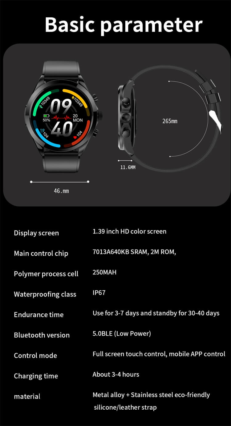 Et440 relógio inteligente teste de ecg monitoramento de glicose no sangue com função ip67 à prova d'água-shenzhen shengye technology co., ltd