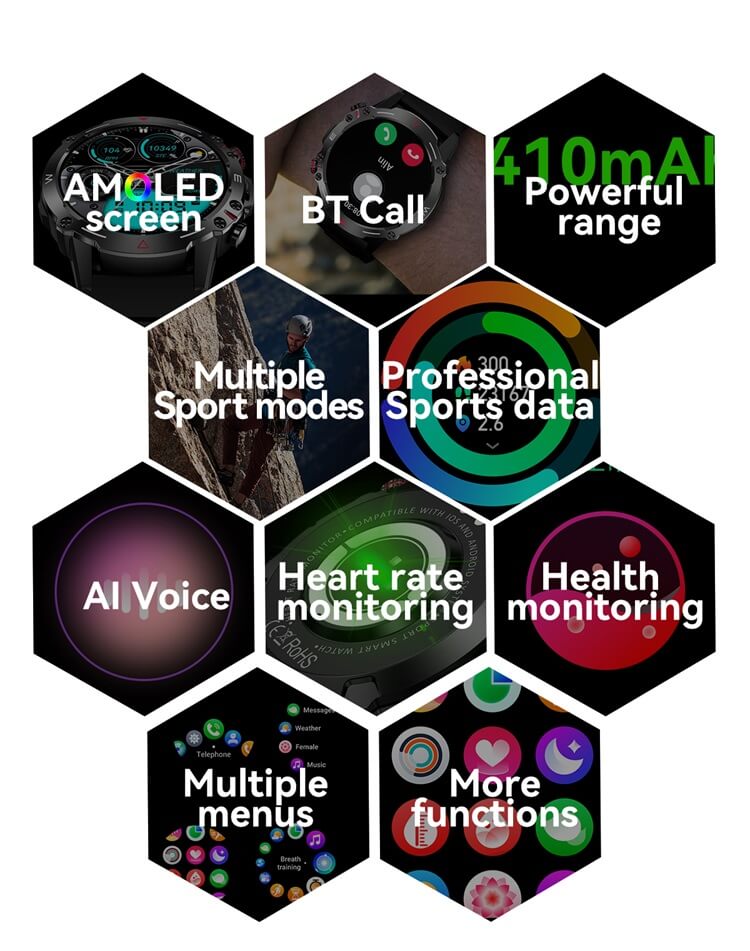 HK87 AMOLED Smartwatch AI Asistente de voz NFC Control de acceso Medición de salud-Shenzhen Shengye Technology Co.,Ltd