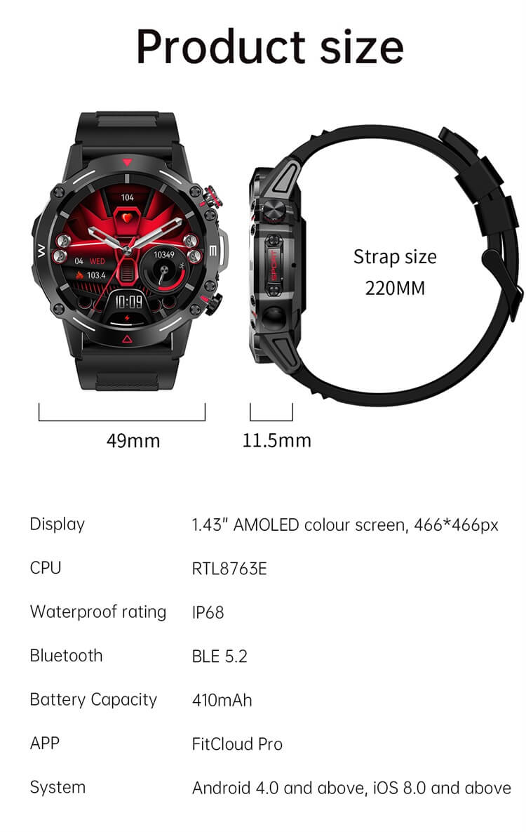 HK87 AMOLED Smartwatch AI Asistente de voz NFC Control de acceso Medición de salud-Shenzhen Shengye Technology Co.,Ltd