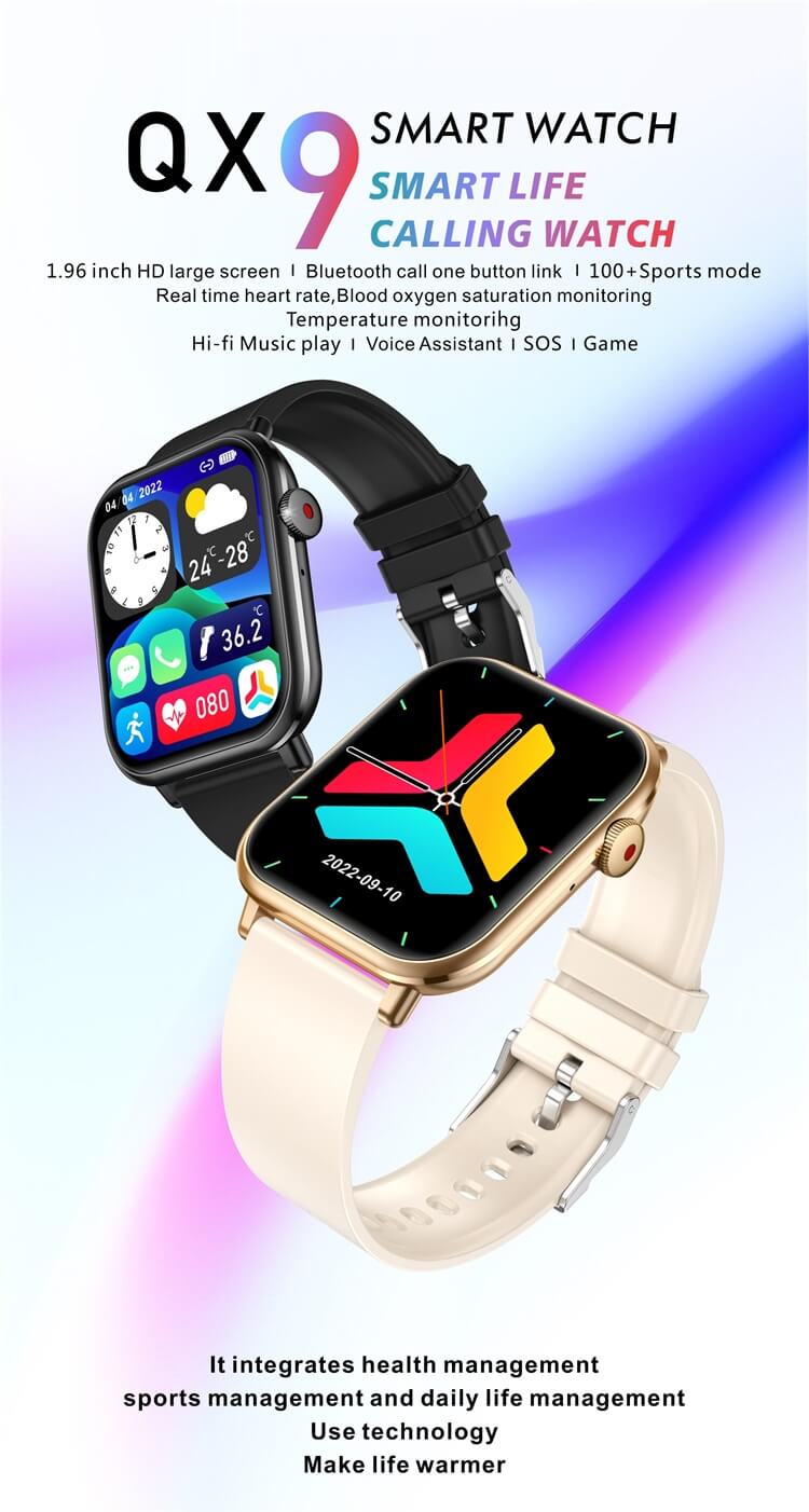 QX9 IPS écran Smartwatch surveillance de la température HiFi musique jouer AI Assistant vocal-Shenzhen Shengye Technology Co., Ltd