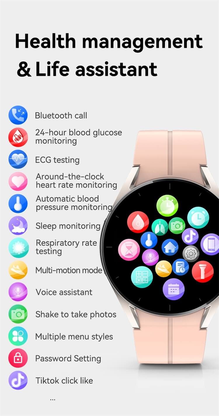 Smartwatch Reloj de glucosa en sangre con asistente de voz de