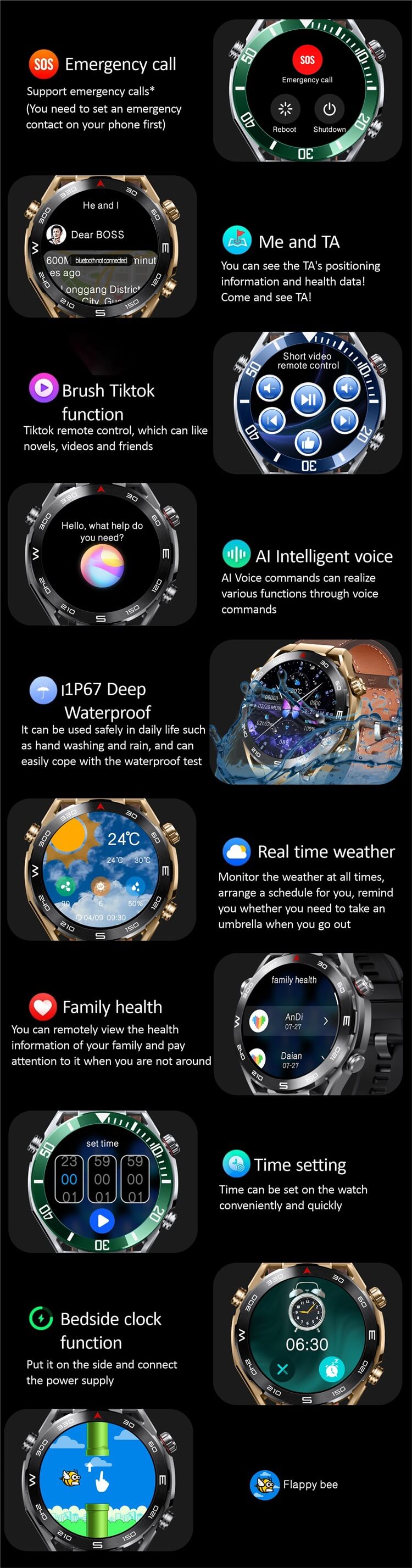 HK5 Hero AMOLED Smartwatch Wzór kompasu Płatność Alipay Kontrola dostępu NFC-Shenzhen Shengye Technology Co., Ltd