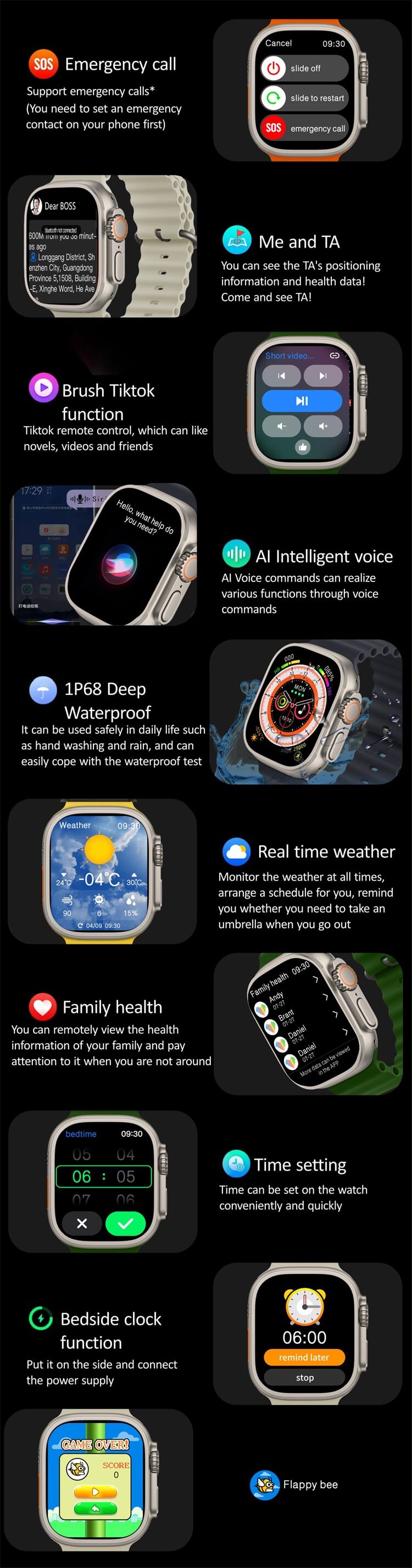 VA9 Ultra AMOLED Smartwatch mit Kompassmuster, NFC-Zugangskontrolle, Offline-Zahlung, Gesundheitsüberwachung – Shenzhen Shengye Technology Co., Ltd